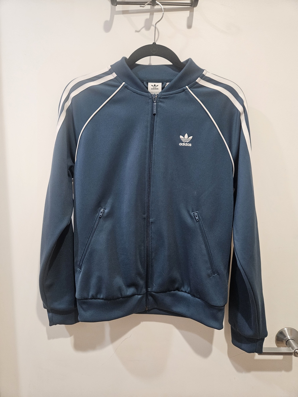 adidas Blue Trefoil Lightweight Track Jacket with White Stripes